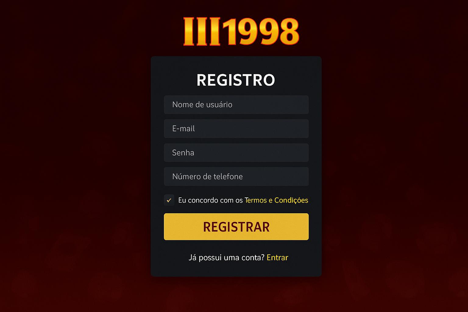 Não Perca tempo, o rRgistro na site III1998